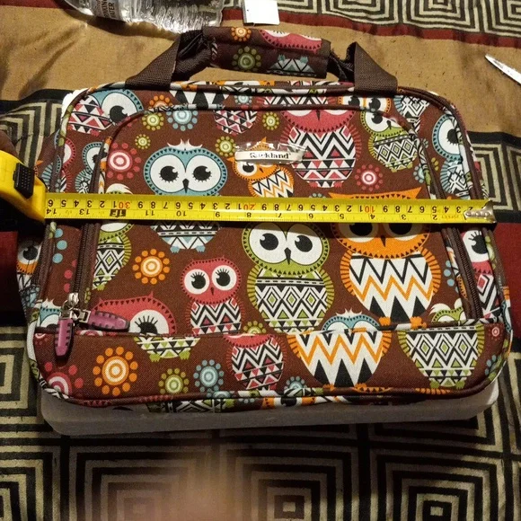 rockland owl tote tavel laptop bag with strap velcro closure new no tags multico - Picture 5 of 9